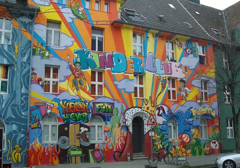 Street art on house frontage