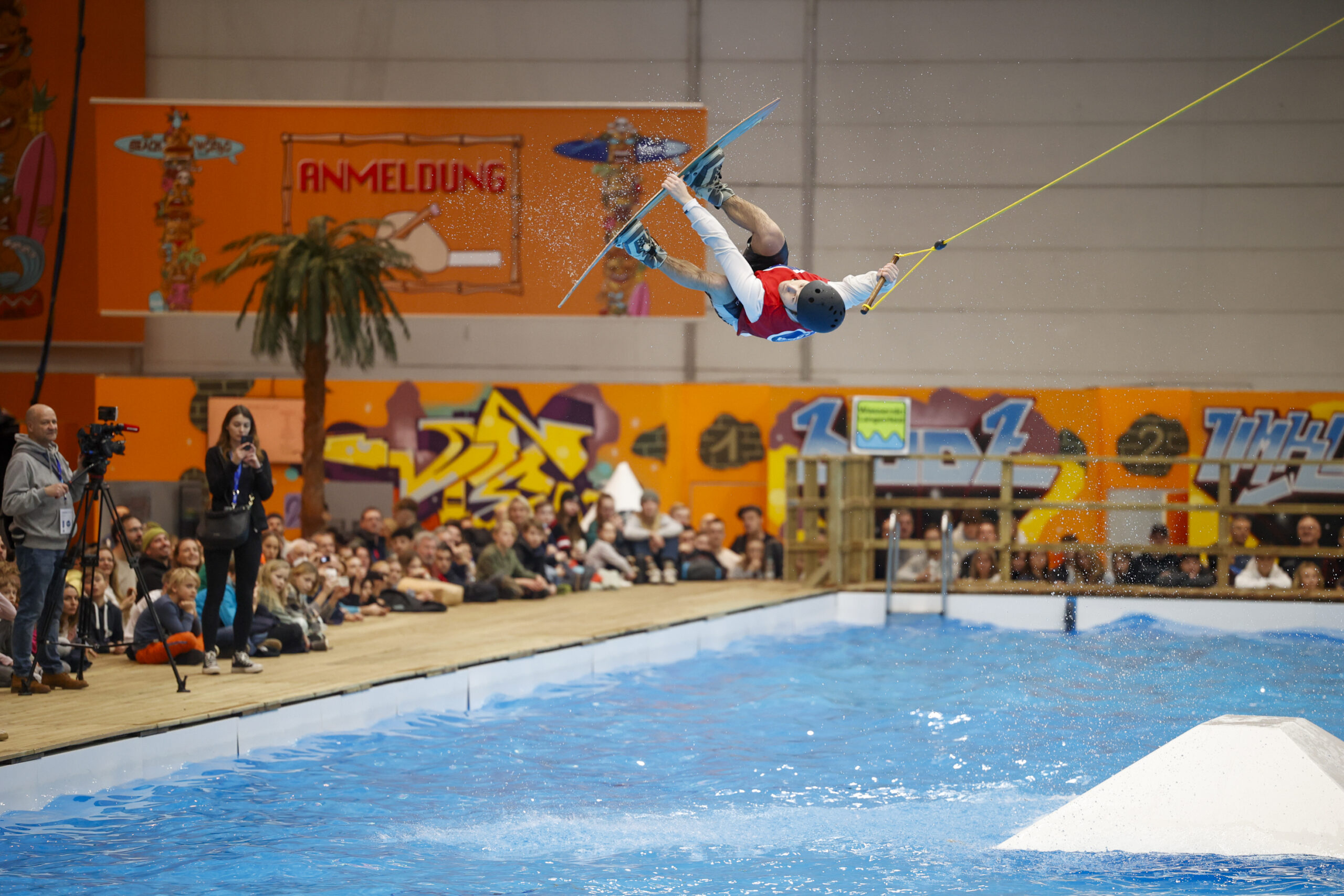 Wakeboarder over water